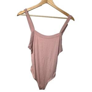 Lulus Mauve Ribbed Bodysuit Size Medium